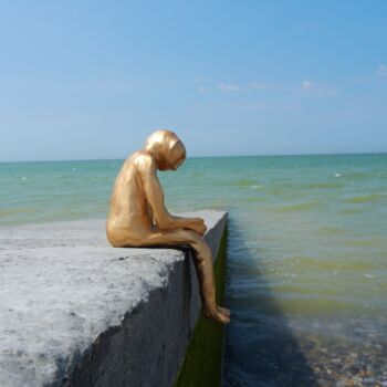 Sculpture intitulée "homme assis" par Francois Mouillard, Œuvre d'art originale, Terre cuite