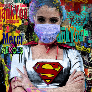Digital Arts titled "SUPER HEROS INFIRMI…" by Francois Rey, Original Artwork, Digital Painting