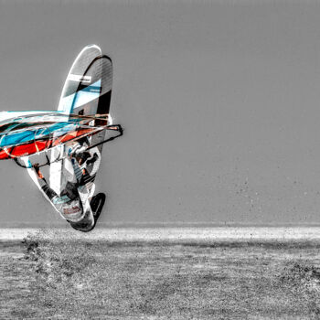 Arte digitale intitolato "Windsurf Jump on da…" da Francois Rol, Opera d'arte originale, Lavoro digitale 2D