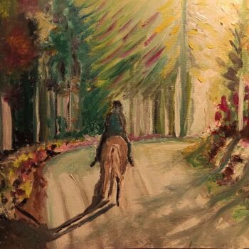 Картина под названием "Promenade à cheval" - François Van Hemelryck, Подлинное произведение искусства, Масло