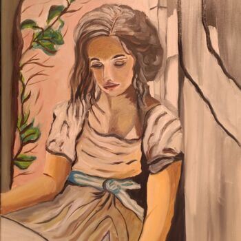 Peinture intitulée "Jeune femme au livre" par François Van Hemelryck, Œuvre d'art originale, Huile Monté sur Châssis en bois