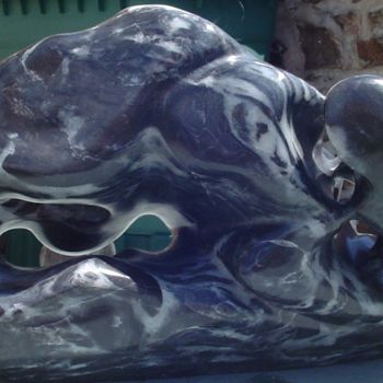 Скульптура под названием "Couple dos à dos III" - François Thomas, Подлинное произведение искусства, Камень