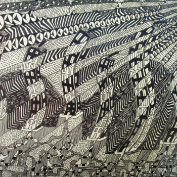 Dessin intitulée "Scène de vent 2" par François Thomas, Œuvre d'art originale, Marqueur