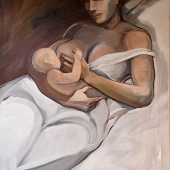 Painting titled "mère et fille" by François Carage, Original Artwork, Acrylic