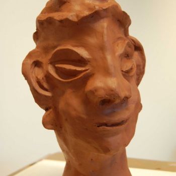 Скульптура под названием "Tete Afro" - Francois Chauvin, Подлинное произведение искусства