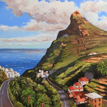 Painting titled "Taganana, Tenerife" by François Collin, Original Artwork, Oil Mounted on Wood Stretcher frame