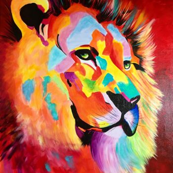 Painting titled "LEO" by Françoise Augustine, Original Artwork, Acrylic Mounted on Wood Stretcher frame