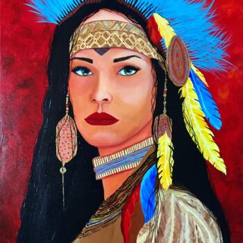 Painting titled "SACHEEN" by Françoise Augustine, Original Artwork, Acrylic Mounted on Wood Stretcher frame