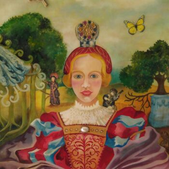 Peinture intitulée "la belle" par Francoise Bazin Delamonica, Œuvre d'art originale, Huile Monté sur Châssis en bois