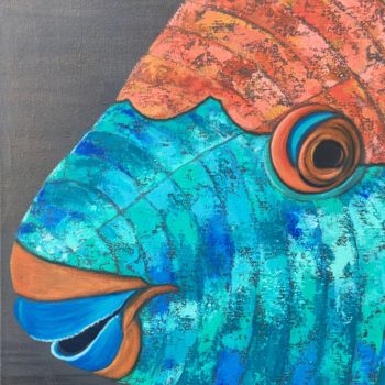 Peinture intitulée "parrot fish" par Françoise Dagorn, Œuvre d'art originale, Acrylique