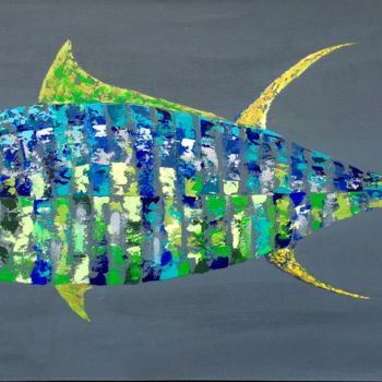 Painting titled "Yellowfin tuna" by Françoise Dagorn, Original Artwork, Acrylic
