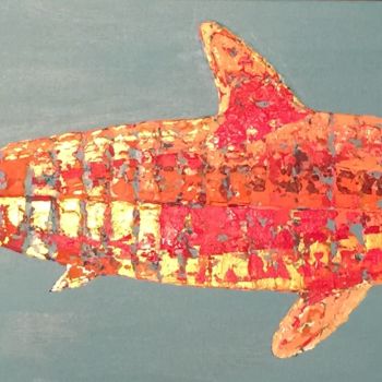 Painting titled "golden shark" by Françoise Dagorn, Original Artwork, Acrylic