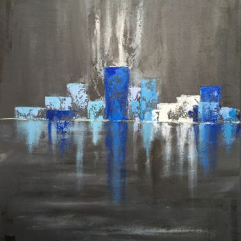 Painting titled "Blue reflection and…" by Françoise Dagorn, Original Artwork, Acrylic