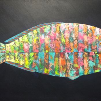 Painting titled "Parrot fish 02" by Françoise Dagorn, Original Artwork, Acrylic