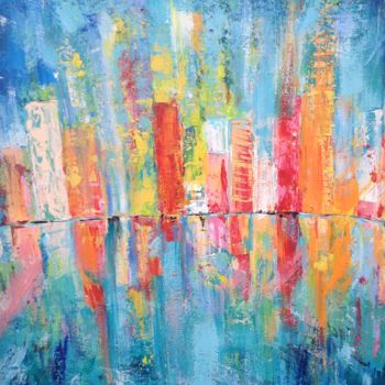 Painting titled "Explosion in the ci…" by Françoise Dagorn, Original Artwork, Acrylic