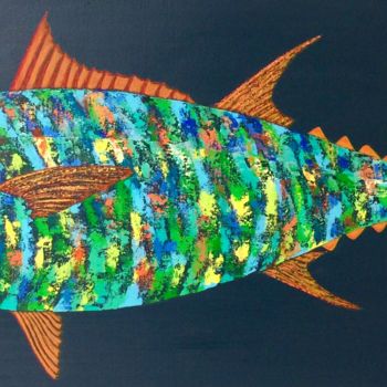 「Orange bluefin tuna」というタイトルの絵画 Françoise Dagornによって, オリジナルのアートワーク, アクリル
