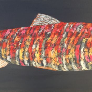 Peinture intitulée "Red sockeye salmon" par Françoise Dagorn, Œuvre d'art originale, Acrylique