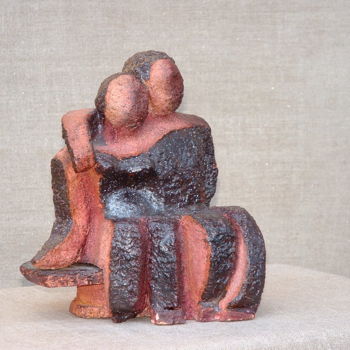 Sculpture titled "Les Amoureux" by Francoise Favre, Original Artwork, Ceramics