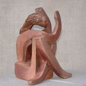 Sculpture titled "Femme à la plage" by Francoise Favre, Original Artwork, Ceramics