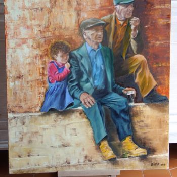 Painting titled "Visages Irlandais" by Françoise Folley, Original Artwork, Oil