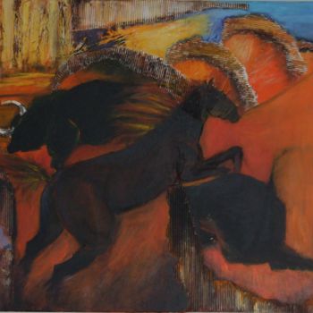 Painting titled "En Camargue" by Françoise Folley, Original Artwork, Oil