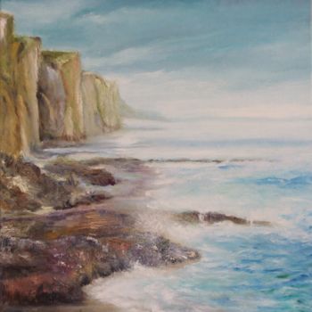 Pintura titulada "Falaises et ocean" por Françoise Folley, Obra de arte original, Oleo