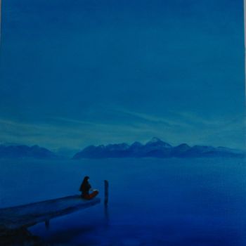 「Mes rêves en bleu」というタイトルの絵画 Françoise Folleyによって, オリジナルのアートワーク, オイル
