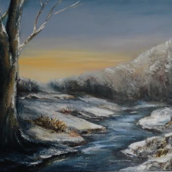 Pintura titulada "Paysage de neige" por Françoise Folley, Obra de arte original, Oleo