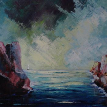 Painting titled ""La voile blanche"" by Françoise Folley, Original Artwork, Acrylic