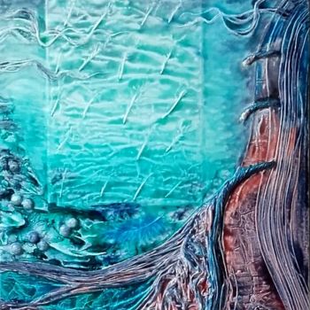 Pintura titulada "Azur d'Ether - tabl…" por Françoise Gosset (Plasticienne - peintre), Obra de arte original, Pigmentos Mont…