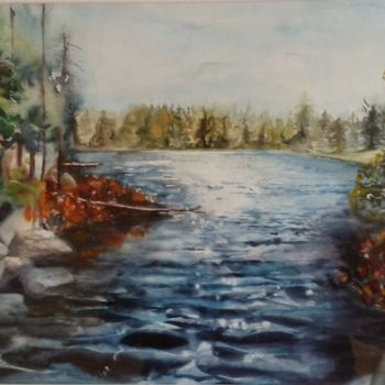 Painting titled "Blueberry Lake-Queb…" by Françoise Gy Bollore, Original Artwork, Watercolor