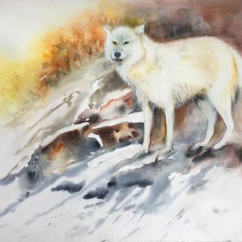 Pintura intitulada "Into the wild" por Françoise Gy Bollore, Obras de arte originais, Aquarela