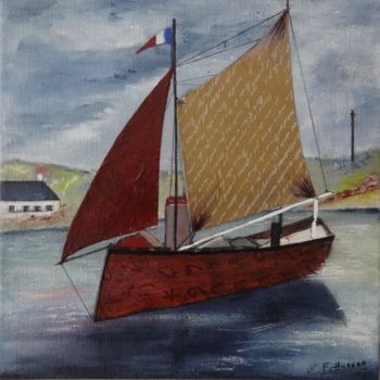 Painting titled "Les 3 voiles" by Françoise Husson, Original Artwork, Acrylic