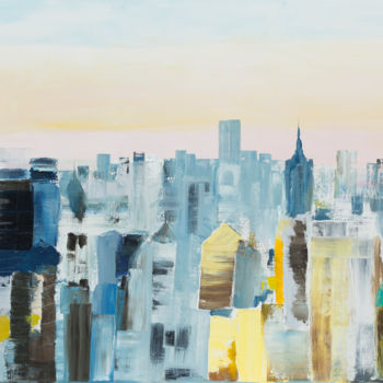 Painting titled "Manhattan" by Francoise Lavenu, Original Artwork, Oil