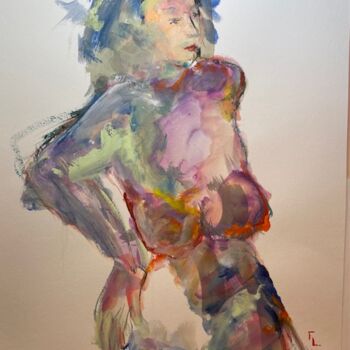 Malerei mit dem Titel "Femme décidée" von Francoise Leblanc, Original-Kunstwerk, Acryl