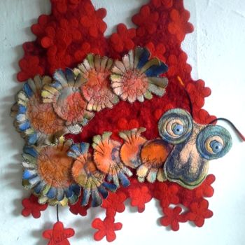 纺织艺术 标题为“Flower power” 由Françoise Maillet, 原创艺术品, 刺绣