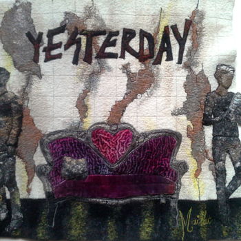 「Yesterday」というタイトルのテキスタイルアート Françoise Mailletによって, オリジナルのアートワーク, テキスタイルファイバー