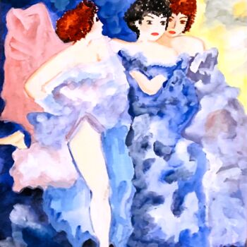 Pintura intitulada ""Femmes parmes éclo…" por Françoise Marchetti, Obras de arte originais, Aquarela