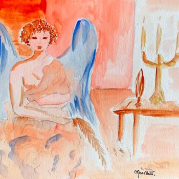 Malerei mit dem Titel ""La muse au chandel…" von Françoise Marchetti, Original-Kunstwerk, Aquarell