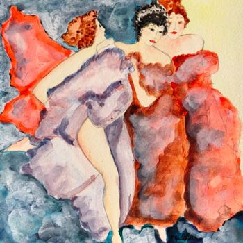 Peinture intitulée ""Femmes en dansant…" par Françoise Marchetti, Œuvre d'art originale, Aquarelle