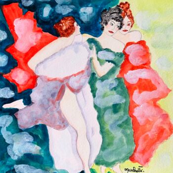 Pintura intitulada ""Danse sous un ciel…" por Françoise Marchetti, Obras de arte originais, Aquarela