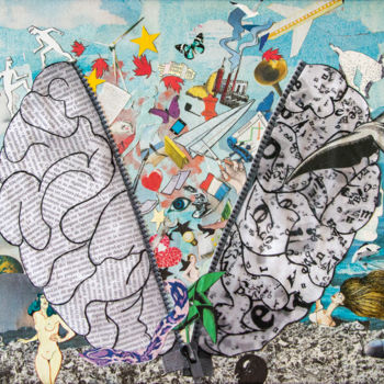 Collages intitulée "SIC ITUR AD ASTRA" par Jannet, Œuvre d'art originale, Collages