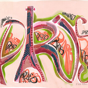 "Paris Rose." başlıklı Tablo Françoise Niel Aubin tarafından, Orijinal sanat, Suluboya