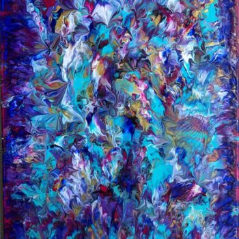 Painting titled "Empreinte turquoise…" by Françoise Petitjean, Original Artwork, Acrylic Mounted on Wood Stretcher frame