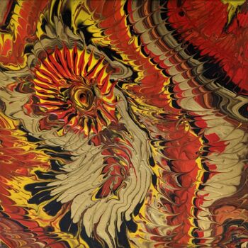 Peinture intitulée "Indiens volcaniques" par Françoise Petitjean, Œuvre d'art originale, Acrylique Monté sur Châssis en bois
