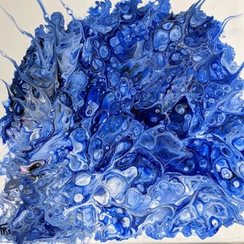 Painting titled "Hortensia" by Françoise Petitjean, Original Artwork, Acrylic Mounted on Wood Stretcher frame