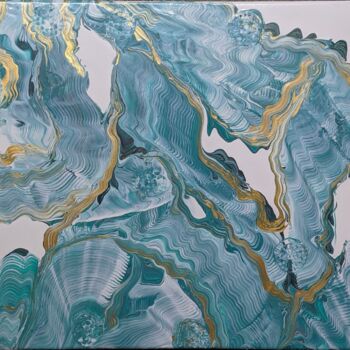 Painting titled "Vert tectonique" by Françoise Petitjean, Original Artwork, Acrylic Mounted on Wood Stretcher frame