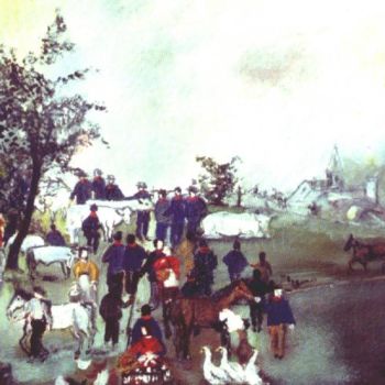 Peinture intitulée "Foire en Auxois" par Françoise Rischmann, Œuvre d'art originale