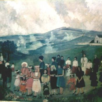 Malerei mit dem Titel "Procession" von Françoise Rischmann, Original-Kunstwerk