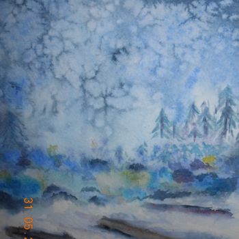 Painting titled "foret en hiver" by Francoise Rochat-Colinet, Original Artwork, Watercolor